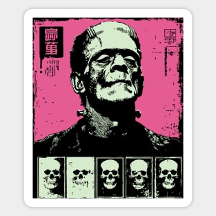 Pink Pop Art Frankenstein Monster Halloween Portrait Magnet